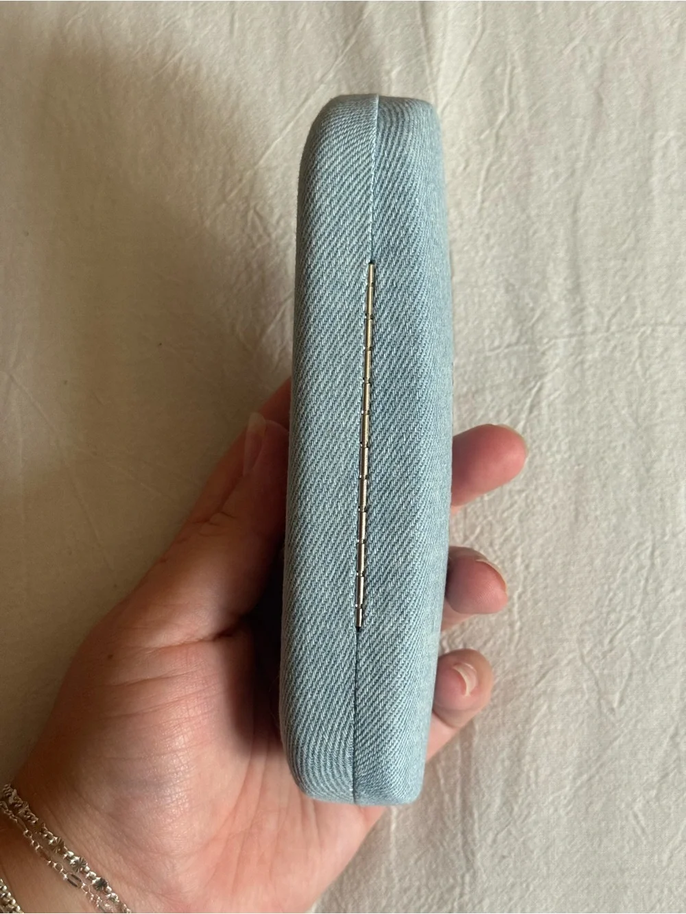 Guess Light Blue Denim Eyewear Case with Red Logo